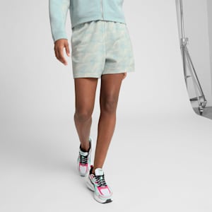 ESSENTIALS GRAPHIC Women's High-Rise 5" Shorts, Modern Mint-AOP, extralarge